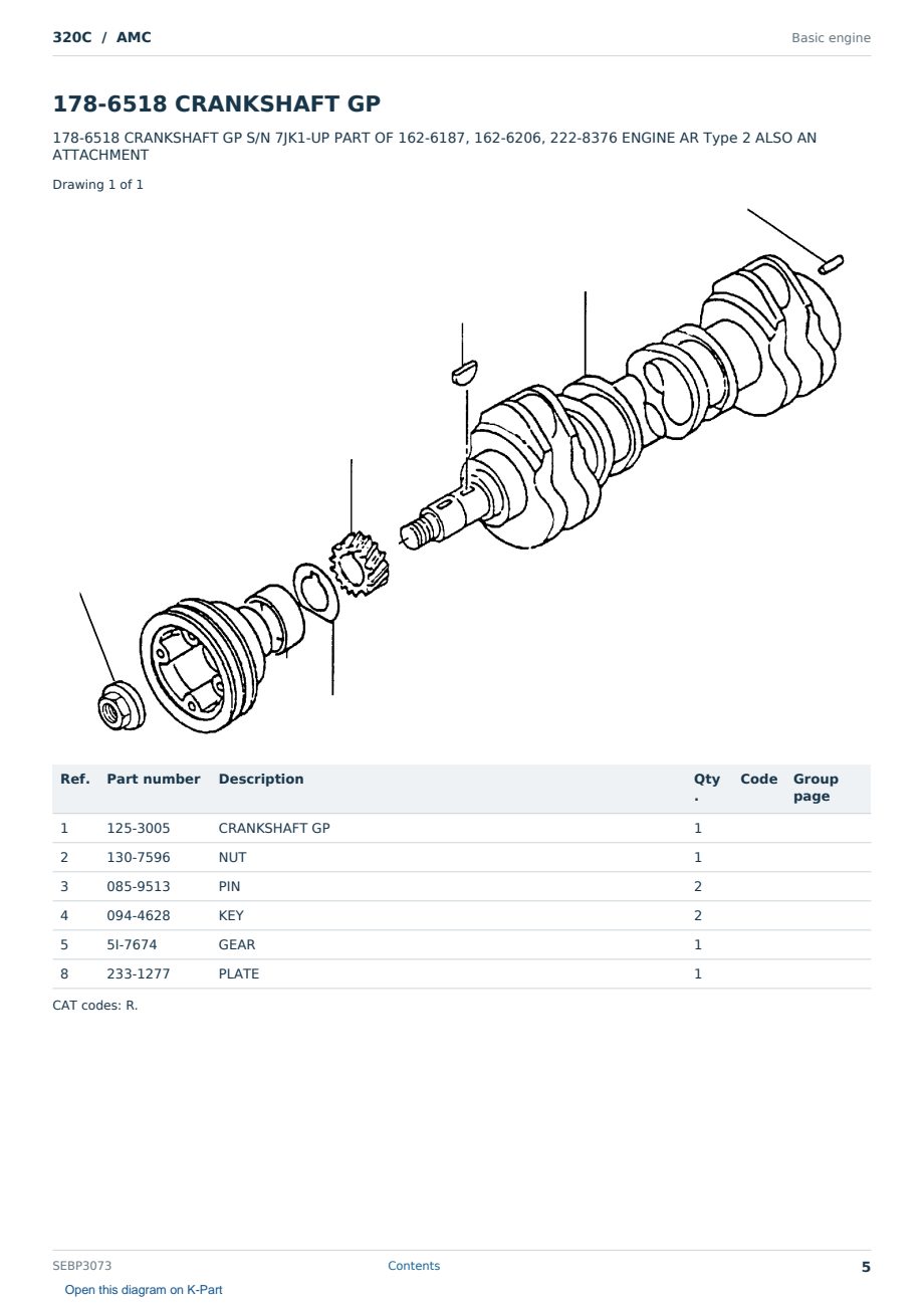 Caterpillar 320C S/N AMC Partsbook SEBP3073 (English) - sample page 5 of 10 Caterpillar 320C S/N AMC Partsbook SEBP3073 (English) - sample page 5 of 10