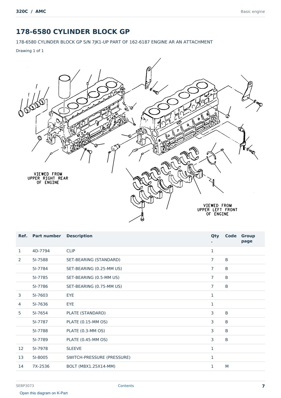 Caterpillar 320C S/N AMC Partsbook SEBP3073 (English) - sample page 7 of 10 Caterpillar 320C S/N AMC Partsbook SEBP3073 (English) - sample page 7 of 10