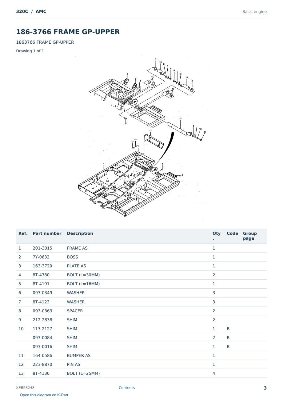 Caterpillar 320C S/N AMC Partsbook XEBP8248 (English) - sample page 3 of 10 Caterpillar 320C S/N AMC Partsbook XEBP8248 (English) - sample page 3 of 10
