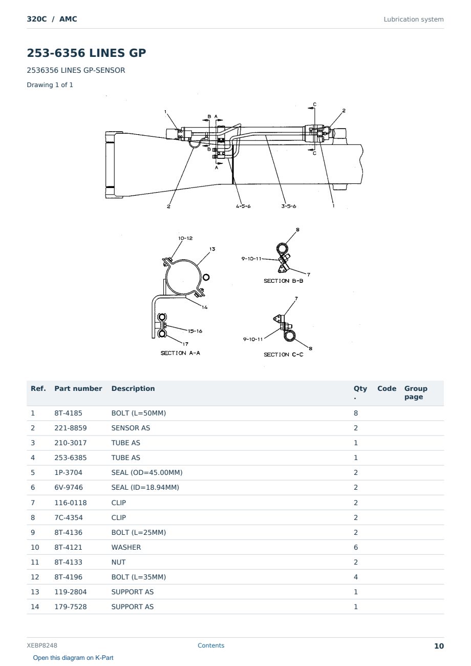 Caterpillar 320C S/N AMC Partsbook XEBP8248 (English) - sample page 10 of 10 Caterpillar 320C S/N AMC Partsbook XEBP8248 (English) - sample page 10 of 10