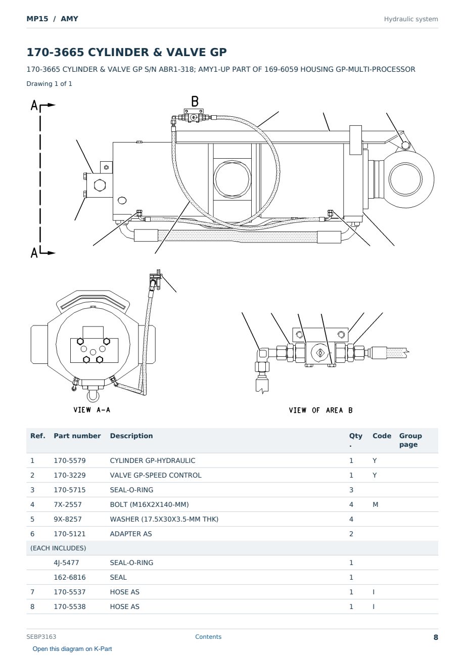 Caterpillar MP15 S/N AMY Partsbook SEBP3163 (English) - sample page 8 of 10 Caterpillar MP15 S/N AMY Partsbook SEBP3163 (English) - sample page 8 of 10