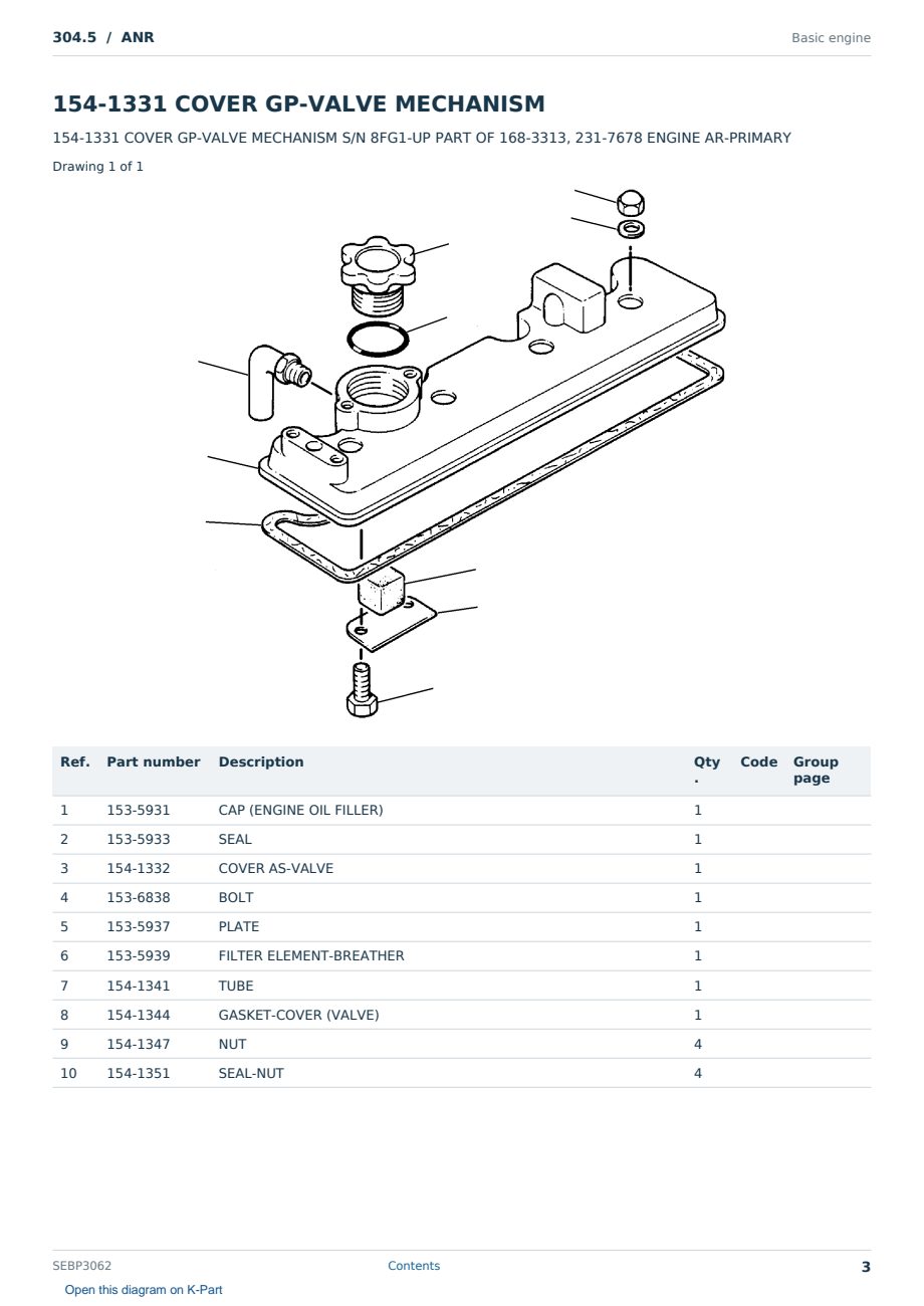 Caterpillar 304.5 S/N ANR Partsbook SEBP3062 (English) - sample page 3 of 10 Caterpillar 304.5 S/N ANR Partsbook SEBP3062 (English) - sample page 3 of 10