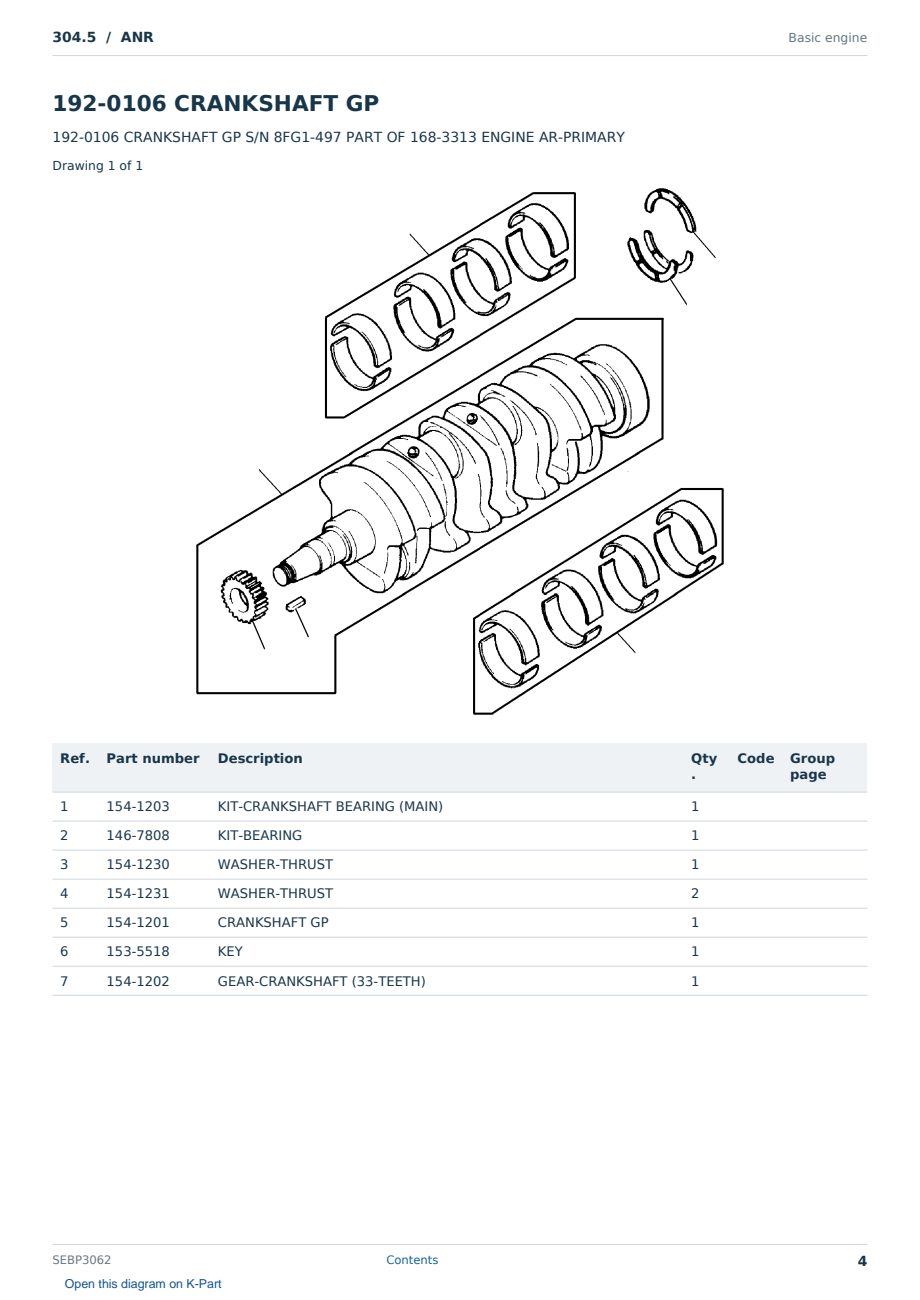 Caterpillar 304.5 S/N ANR Partsbook SEBP3062 (English) - sample page 4 of 10 Caterpillar 304.5 S/N ANR Partsbook SEBP3062 (English) - sample page 4 of 10
