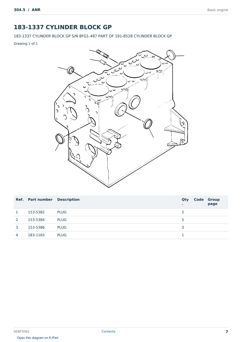 Caterpillar 304.5 S/N ANR Partsbook SEBP3062 (English) - sample page 7 of 10 Caterpillar 304.5 S/N ANR Partsbook SEBP3062 (English) - sample page 7 of 10