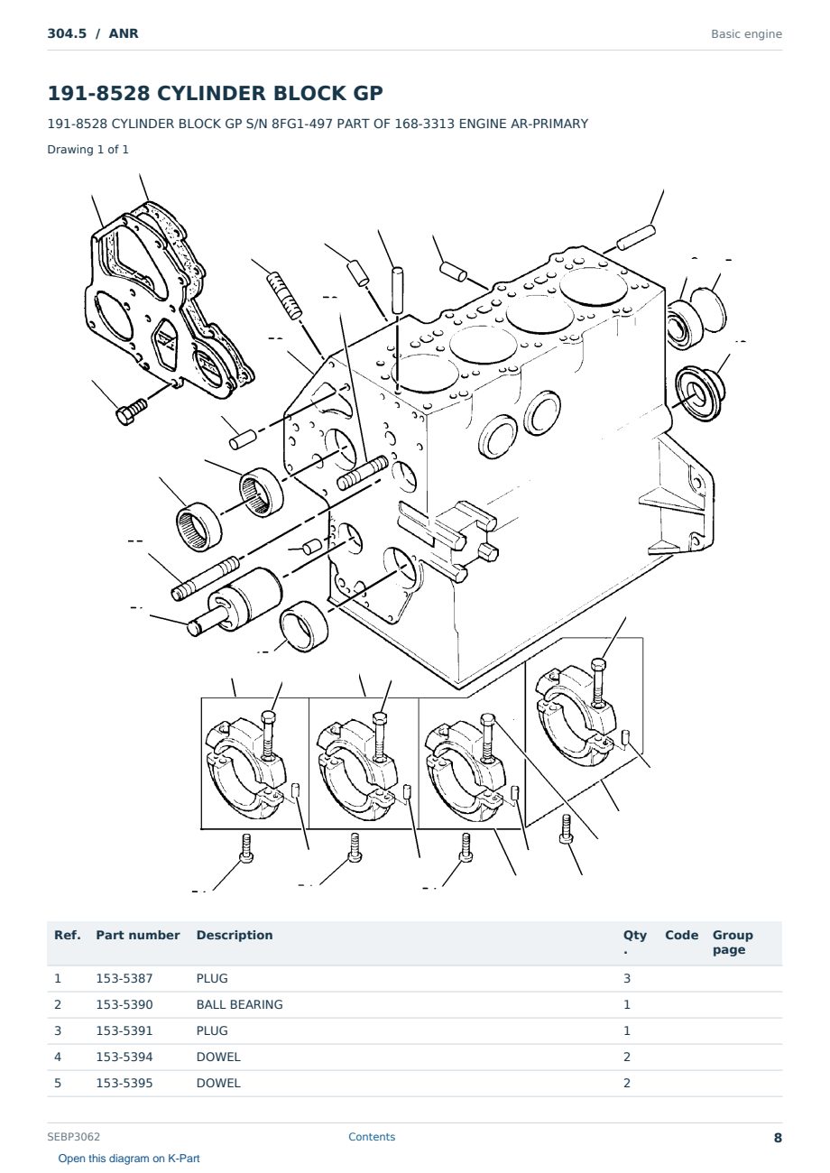 Caterpillar 304.5 S/N ANR Partsbook SEBP3062 (English) - sample page 8 of 10 Caterpillar 304.5 S/N ANR Partsbook SEBP3062 (English) - sample page 8 of 10