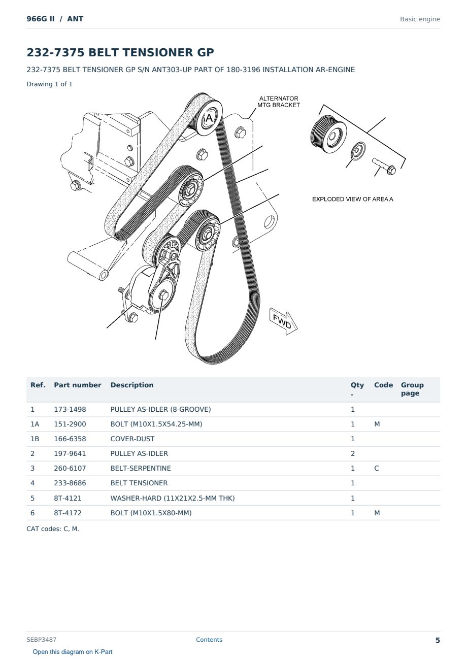 Caterpillar 966G II S/N ANT Partsbook SEBP3487 (English) - sample page 5 of 10 Caterpillar 966G II S/N ANT Partsbook SEBP3487 (English) - sample page 5 of 10