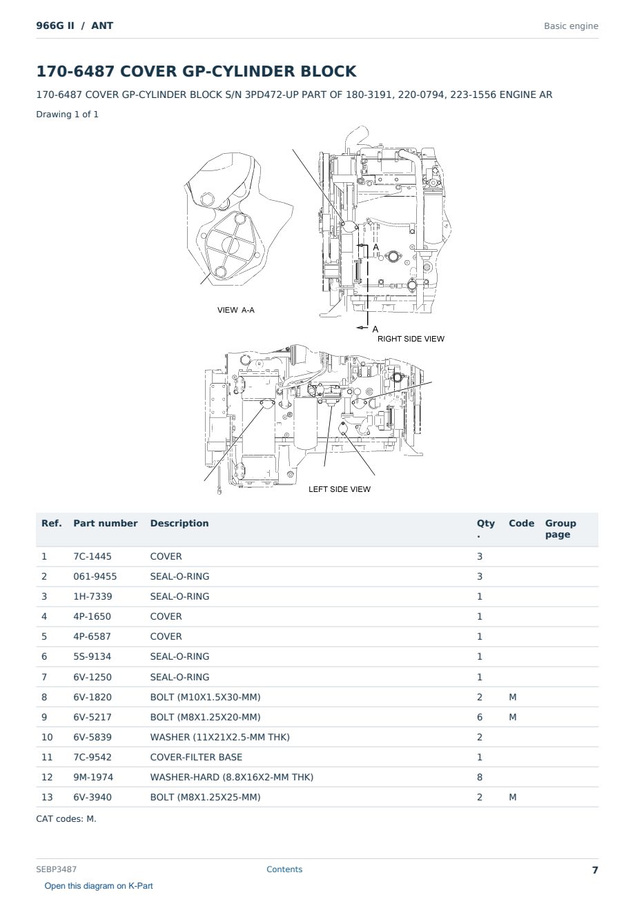 Caterpillar 966G II S/N ANT Partsbook SEBP3487 (English) - sample page 7 of 10 Caterpillar 966G II S/N ANT Partsbook SEBP3487 (English) - sample page 7 of 10