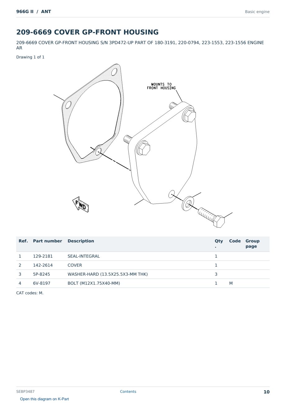Caterpillar 966G II S/N ANT Partsbook SEBP3487 (English) - sample page 10 of 10 Caterpillar 966G II S/N ANT Partsbook SEBP3487 (English) - sample page 10 of 10