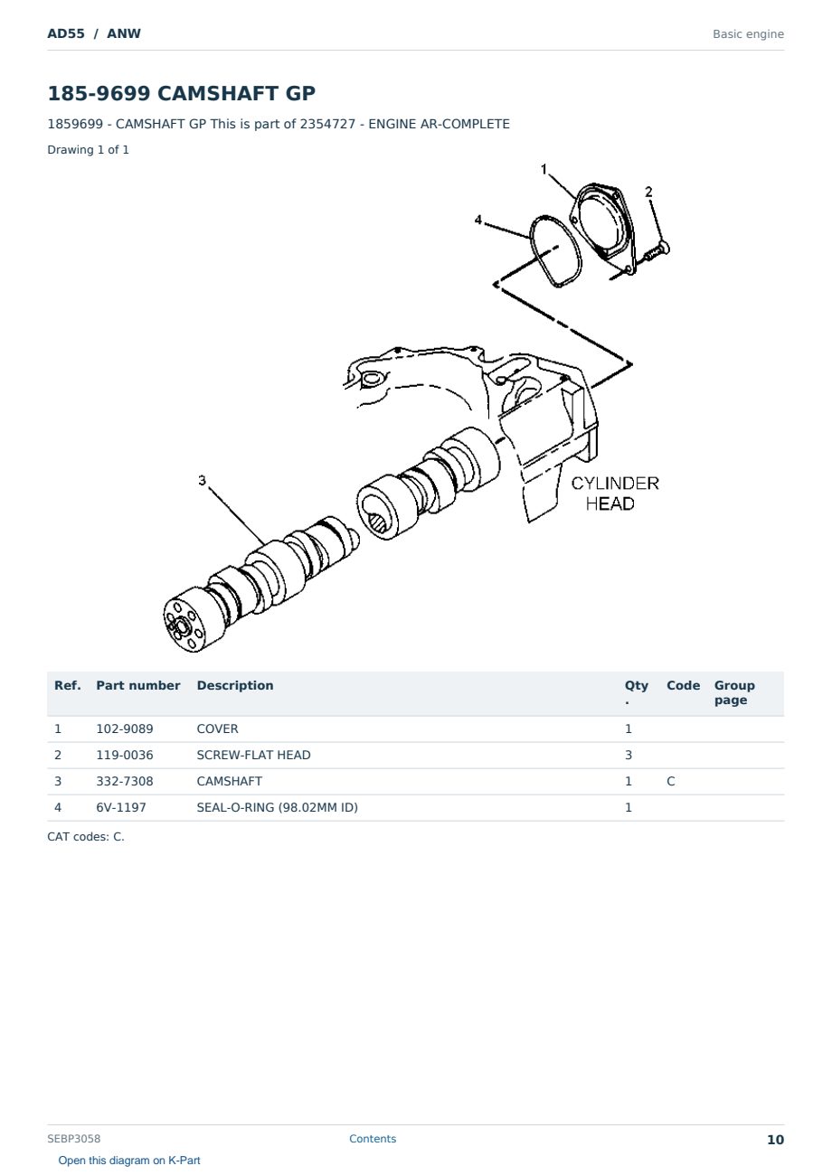 Caterpillar AD55 S/N ANW Partsbook SEBP3058 (English) - sample page 10 of 10 Caterpillar AD55 S/N ANW Partsbook SEBP3058 (English) - sample page 10 of 10