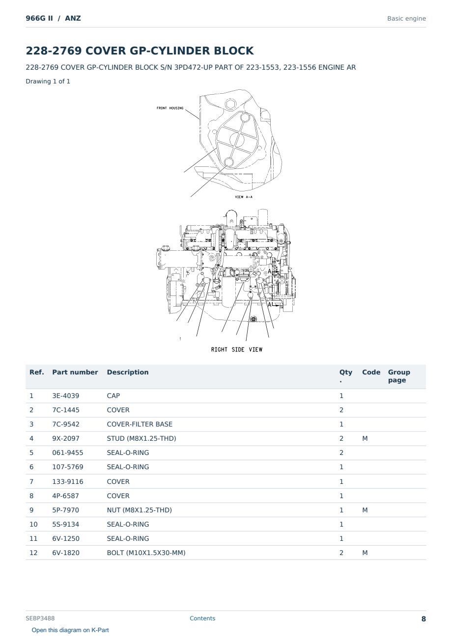 Caterpillar 966G II S/N ANZ Partsbook SEBP3488 (English) - sample page 8 of 10 Caterpillar 966G II S/N ANZ Partsbook SEBP3488 (English) - sample page 8 of 10