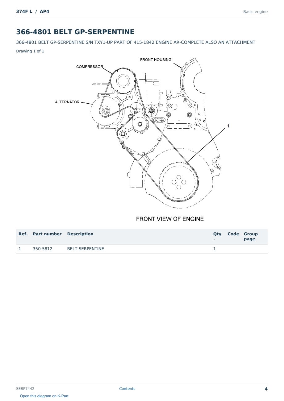 Caterpillar 374F L S/N AP4 Partsbook SEBP7442 (English) - sample page 4 of 10 Caterpillar 374F L S/N AP4 Partsbook SEBP7442 (English) - sample page 4 of 10