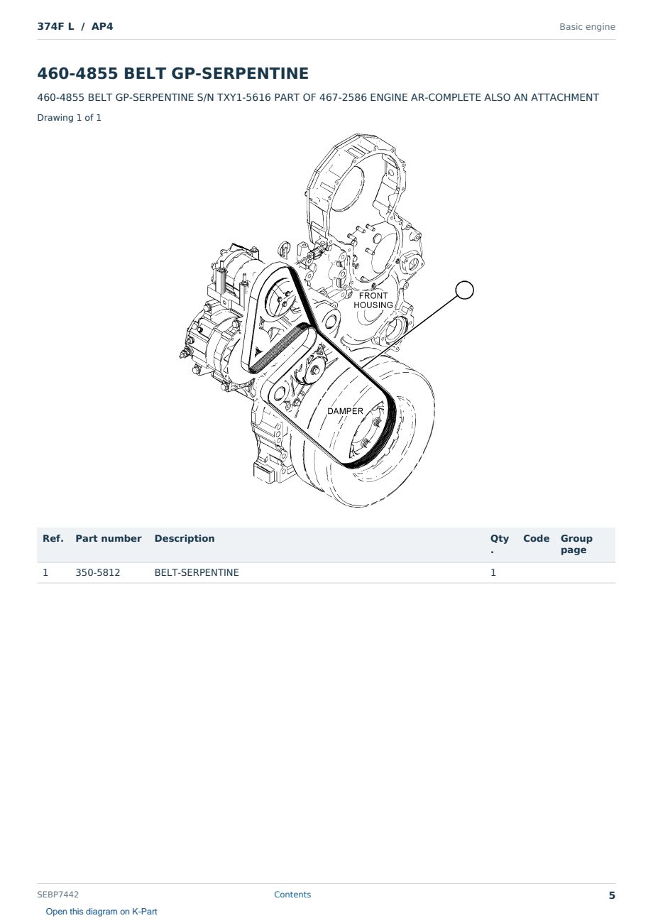 Caterpillar 374F L S/N AP4 Partsbook SEBP7442 (English) - sample page 5 of 10 Caterpillar 374F L S/N AP4 Partsbook SEBP7442 (English) - sample page 5 of 10