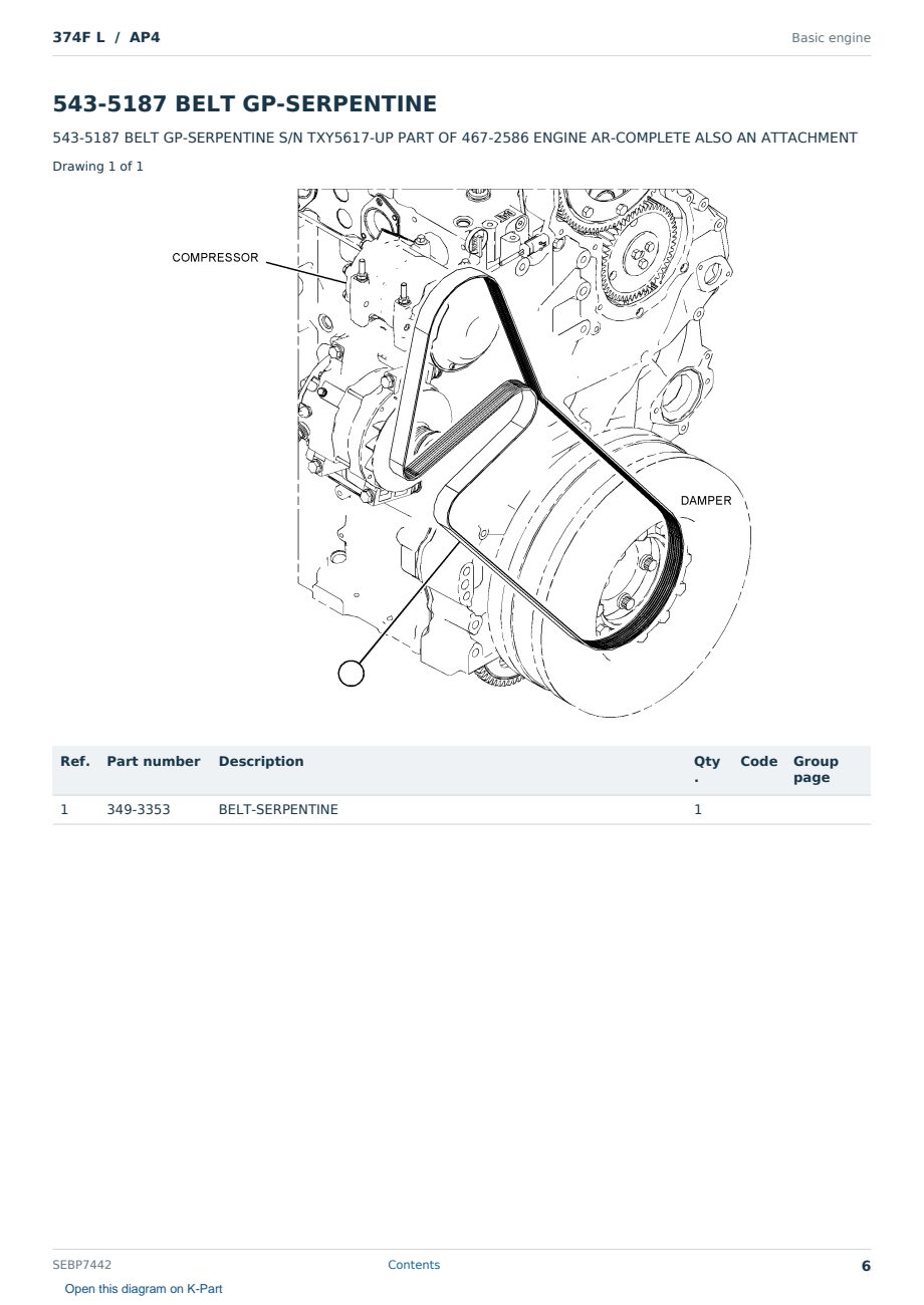 Caterpillar 374F L S/N AP4 Partsbook SEBP7442 (English) - sample page 6 of 10 Caterpillar 374F L S/N AP4 Partsbook SEBP7442 (English) - sample page 6 of 10