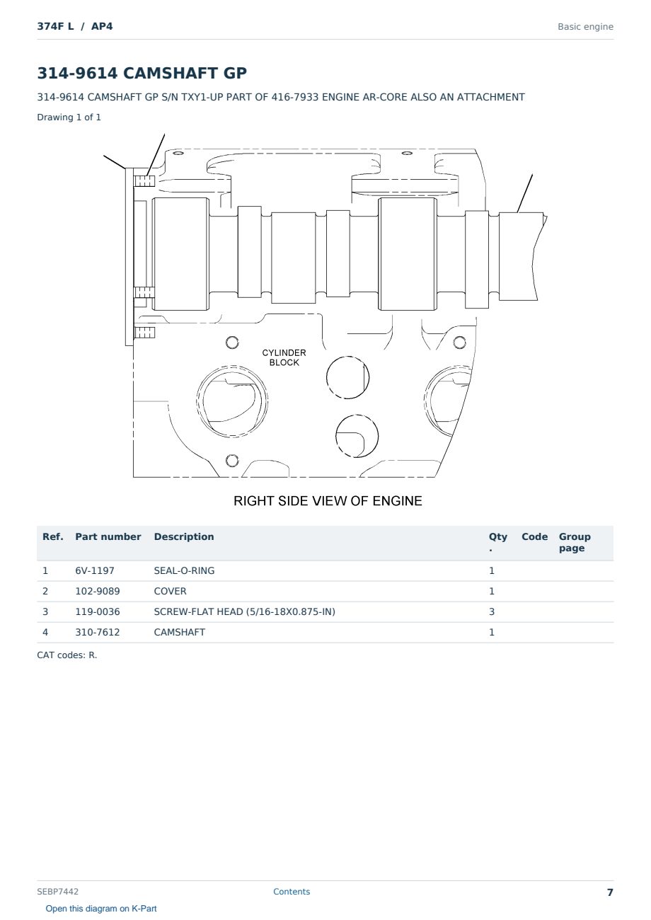 Caterpillar 374F L S/N AP4 Partsbook SEBP7442 (English) - sample page 7 of 10 Caterpillar 374F L S/N AP4 Partsbook SEBP7442 (English) - sample page 7 of 10
