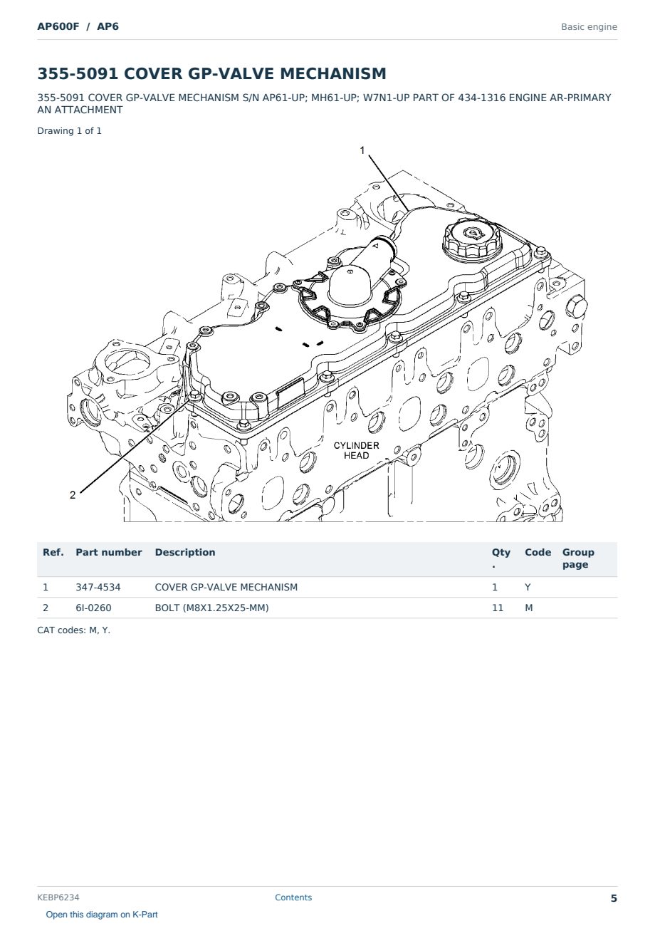 Caterpillar AP600F S/N AP6 Partsbook KEBP6234 (English) - sample page 5 of 10 Caterpillar AP600F S/N AP6 Partsbook KEBP6234 (English) - sample page 5 of 10