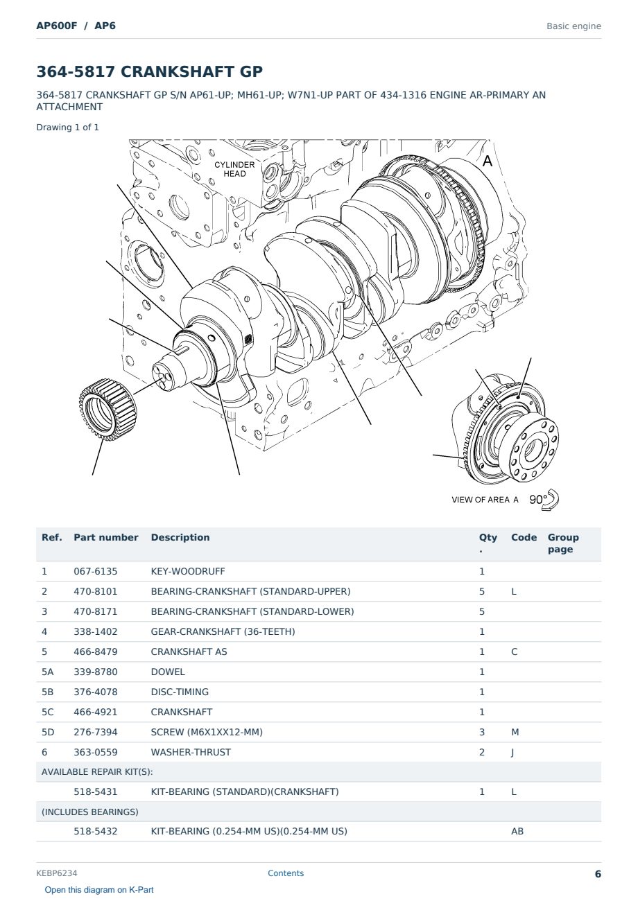 Caterpillar AP600F S/N AP6 Partsbook KEBP6234 (English) - sample page 6 of 10 Caterpillar AP600F S/N AP6 Partsbook KEBP6234 (English) - sample page 6 of 10