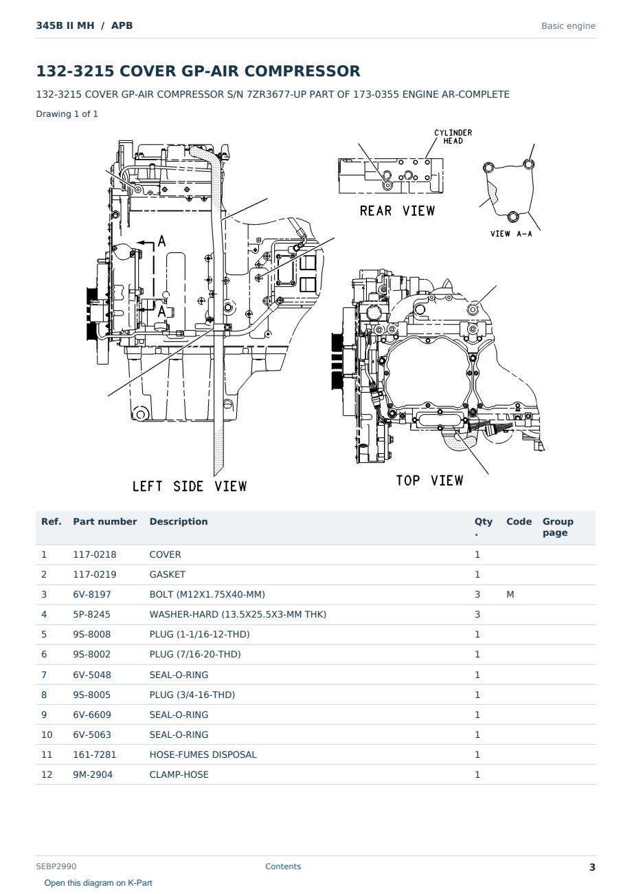 Caterpillar 345B II MH S/N APB Partsbook SEBP2990 (English) - sample page 3 of 10 Caterpillar 345B II MH S/N APB Partsbook SEBP2990 (English) - sample page 3 of 10