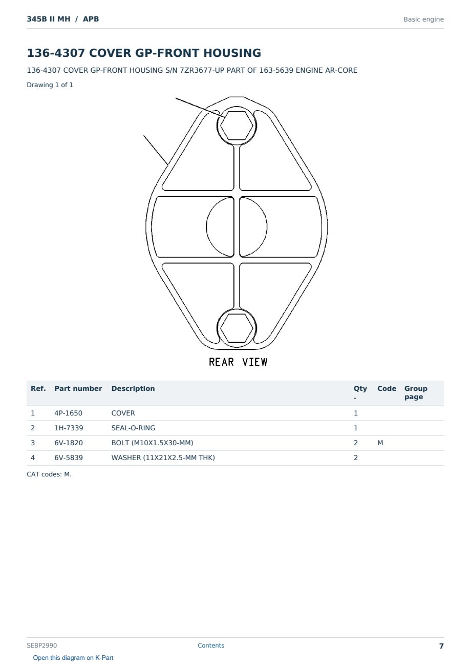 Caterpillar 345B II MH S/N APB Partsbook SEBP2990 (English) - sample page 7 of 10 Caterpillar 345B II MH S/N APB Partsbook SEBP2990 (English) - sample page 7 of 10