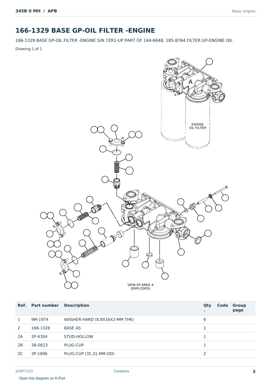 Caterpillar 345B II MH S/N APB Partsbook SEBP7103 (English) - sample page 3 of 10 Caterpillar 345B II MH S/N APB Partsbook SEBP7103 (English) - sample page 3 of 10