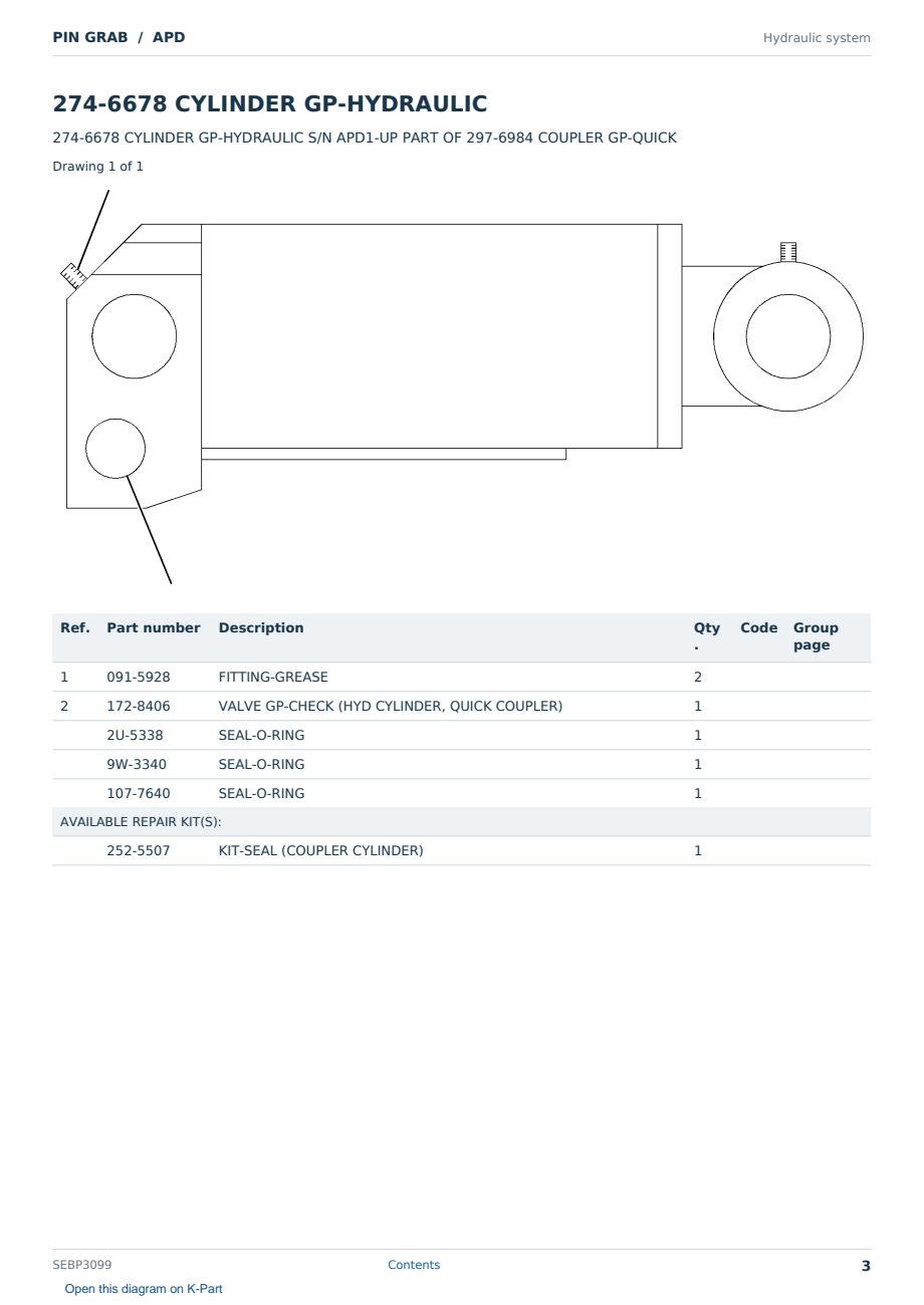 Caterpillar PIN GRAB S/N APD Partsbook SEBP3099 (English) - sample page 3 of 10 Caterpillar PIN GRAB S/N APD Partsbook SEBP3099 (English) - sample page 3 of 10