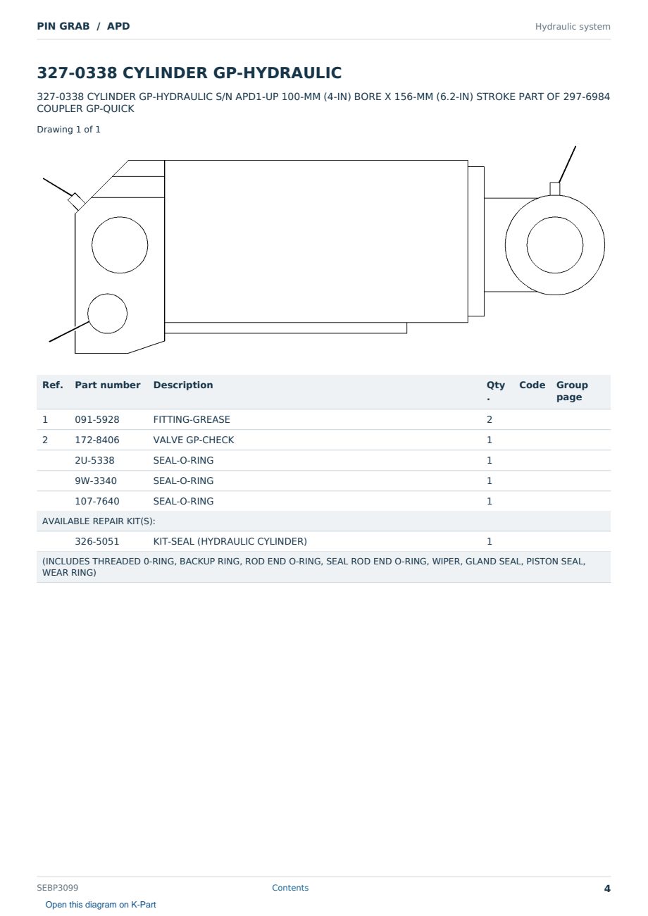 Caterpillar PIN GRAB S/N APD Partsbook SEBP3099 (English) - sample page 4 of 10 Caterpillar PIN GRAB S/N APD Partsbook SEBP3099 (English) - sample page 4 of 10
