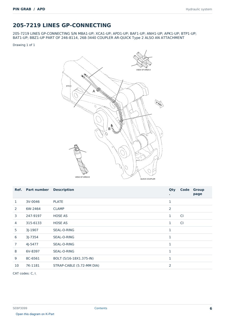 Caterpillar PIN GRAB S/N APD Partsbook SEBP3099 (English) - sample page 6 of 10 Caterpillar PIN GRAB S/N APD Partsbook SEBP3099 (English) - sample page 6 of 10