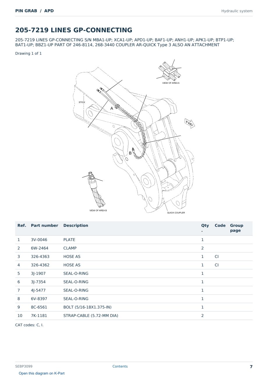 Caterpillar PIN GRAB S/N APD Partsbook SEBP3099 (English) - sample page 7 of 10 Caterpillar PIN GRAB S/N APD Partsbook SEBP3099 (English) - sample page 7 of 10