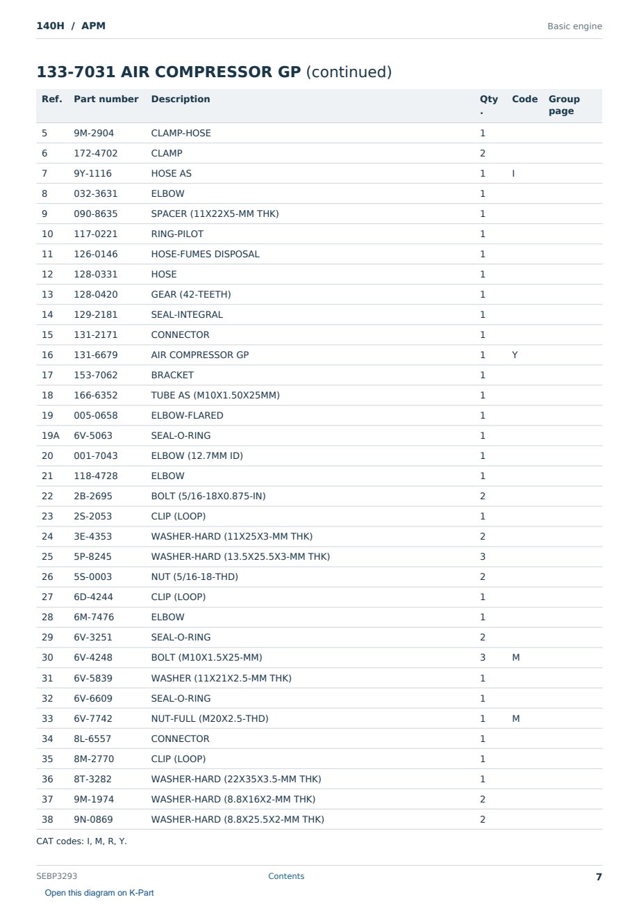 Caterpillar 140H S/N APM Partsbook SEBP3293 (English) - sample page 7 of 10 Caterpillar 140H S/N APM Partsbook SEBP3293 (English) - sample page 7 of 10