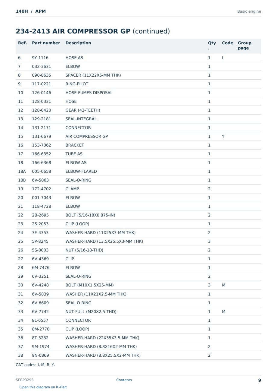 Caterpillar 140H S/N APM Partsbook SEBP3293 (English) - sample page 9 of 10 Caterpillar 140H S/N APM Partsbook SEBP3293 (English) - sample page 9 of 10