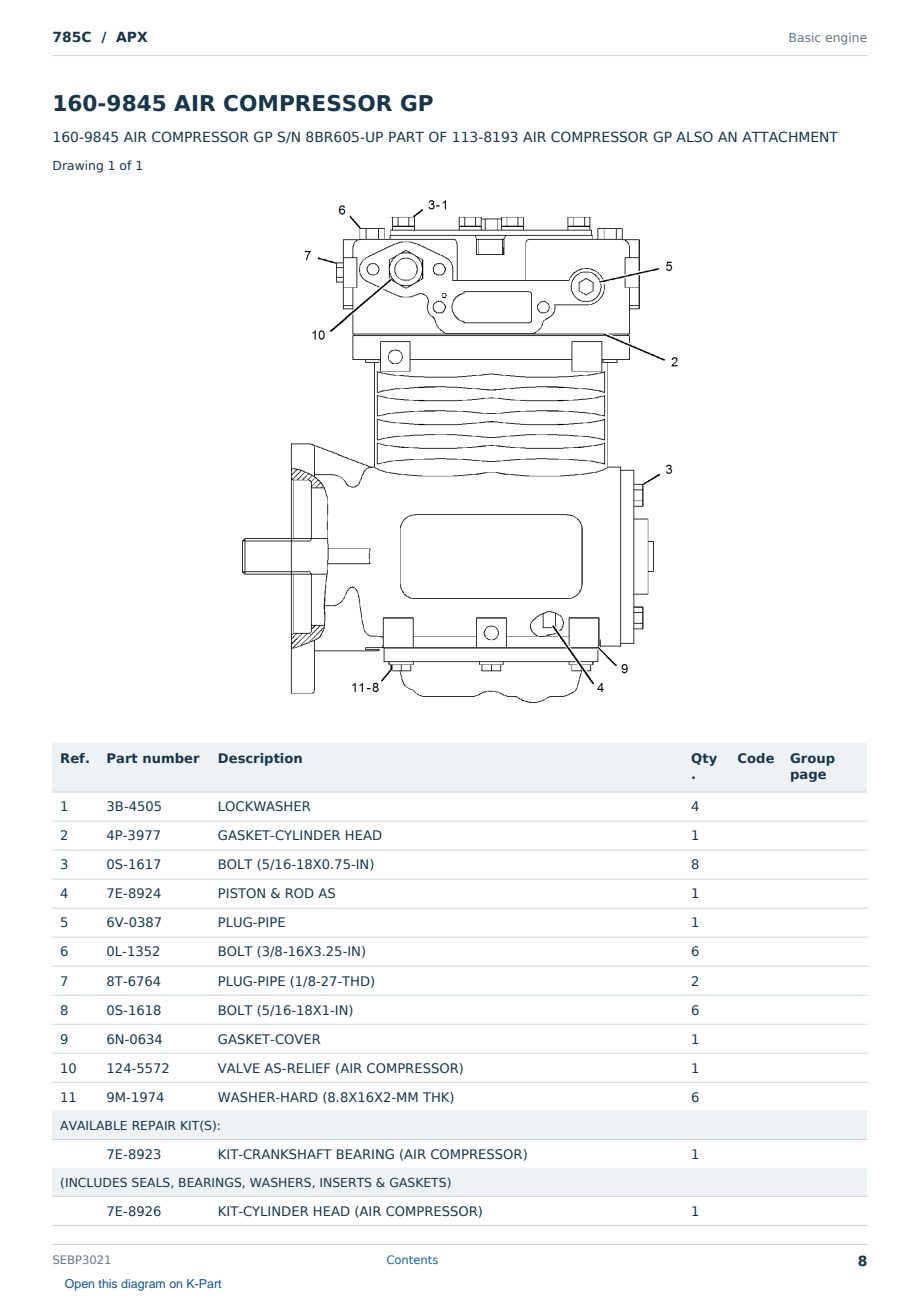 Caterpillar 785C S/N APX Partsbook SEBP3021 (English) - sample page 8 of 10 Caterpillar 785C S/N APX Partsbook SEBP3021 (English) - sample page 8 of 10