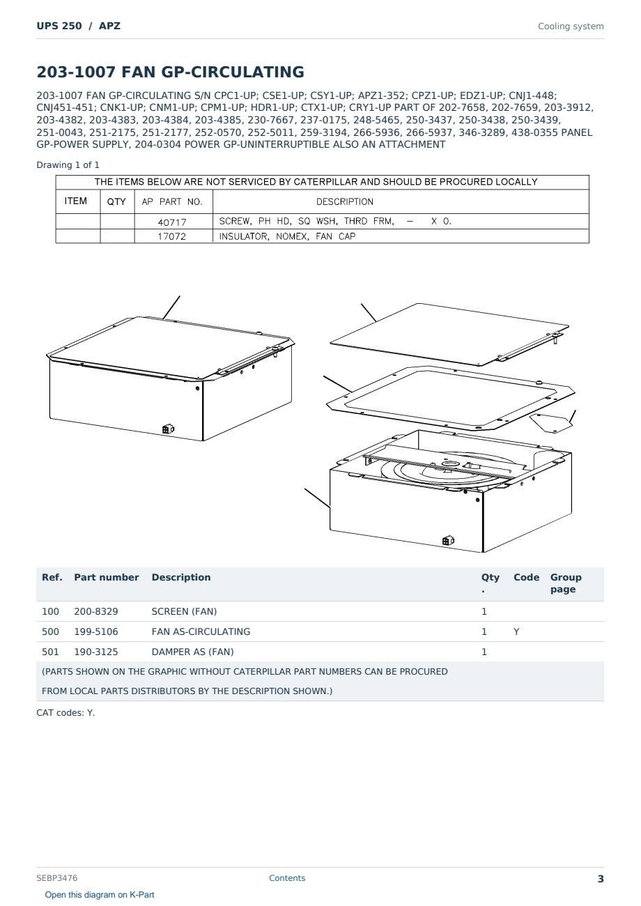 Caterpillar UPS 250 S/N APZ Partsbook SEBP3476 (English) - sample page 3 of 10 Caterpillar UPS 250 S/N APZ Partsbook SEBP3476 (English) - sample page 3 of 10