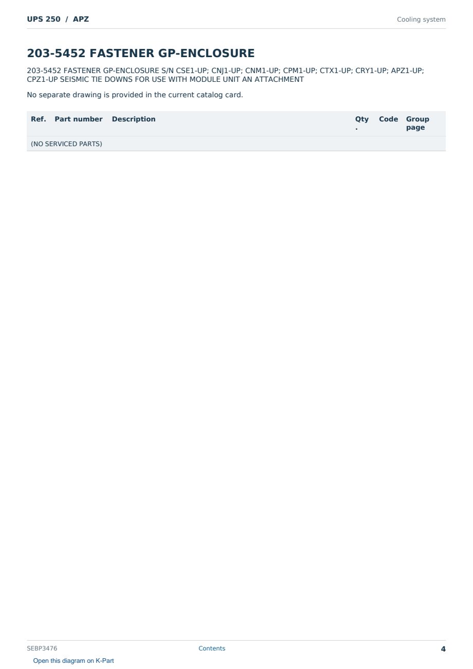 Caterpillar UPS 250 S/N APZ Partsbook SEBP3476 (English) - sample page 4 of 10 Caterpillar UPS 250 S/N APZ Partsbook SEBP3476 (English) - sample page 4 of 10