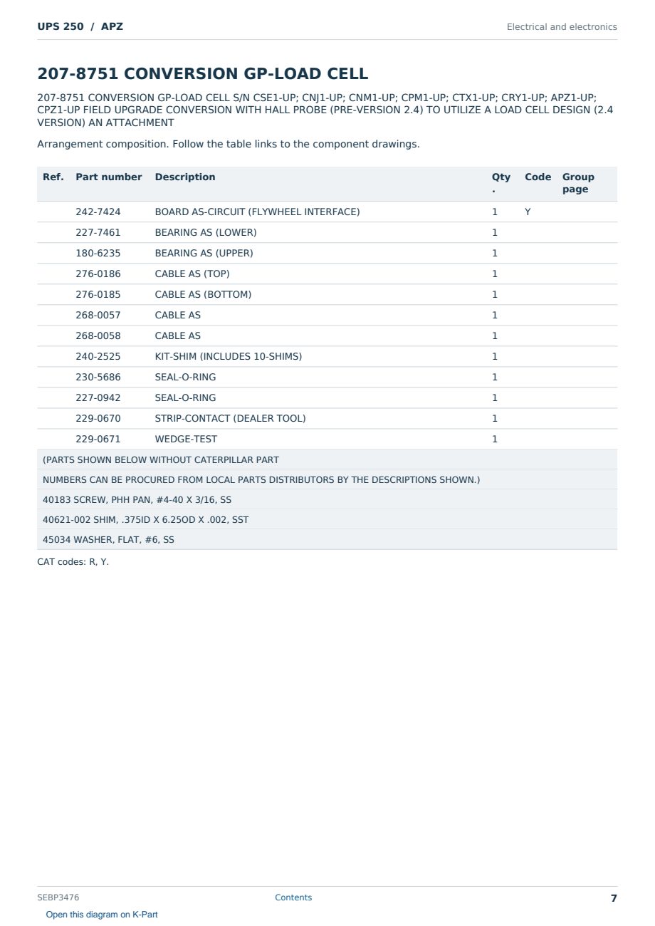 Caterpillar UPS 250 S/N APZ Partsbook SEBP3476 (English) - sample page 7 of 10 Caterpillar UPS 250 S/N APZ Partsbook SEBP3476 (English) - sample page 7 of 10