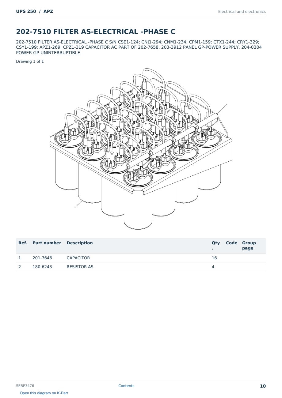 Caterpillar UPS 250 S/N APZ Partsbook SEBP3476 (English) - sample page 10 of 10 Caterpillar UPS 250 S/N APZ Partsbook SEBP3476 (English) - sample page 10 of 10