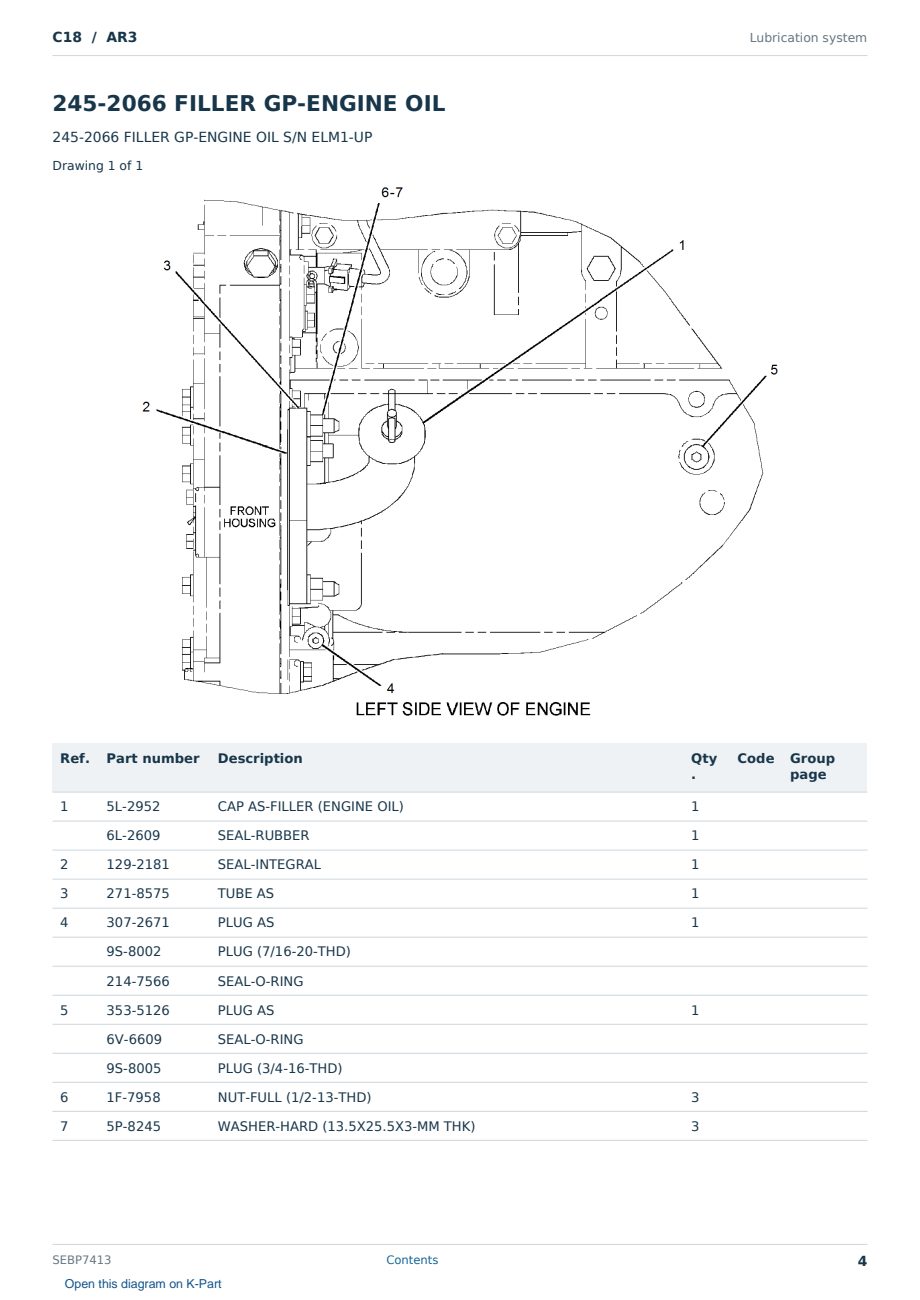 Caterpillar C18 S/N AR3 Partsbook SEBP7413 (English) - sample page 4 of 10 Caterpillar C18 S/N AR3 Partsbook SEBP7413 (English) - sample page 4 of 10