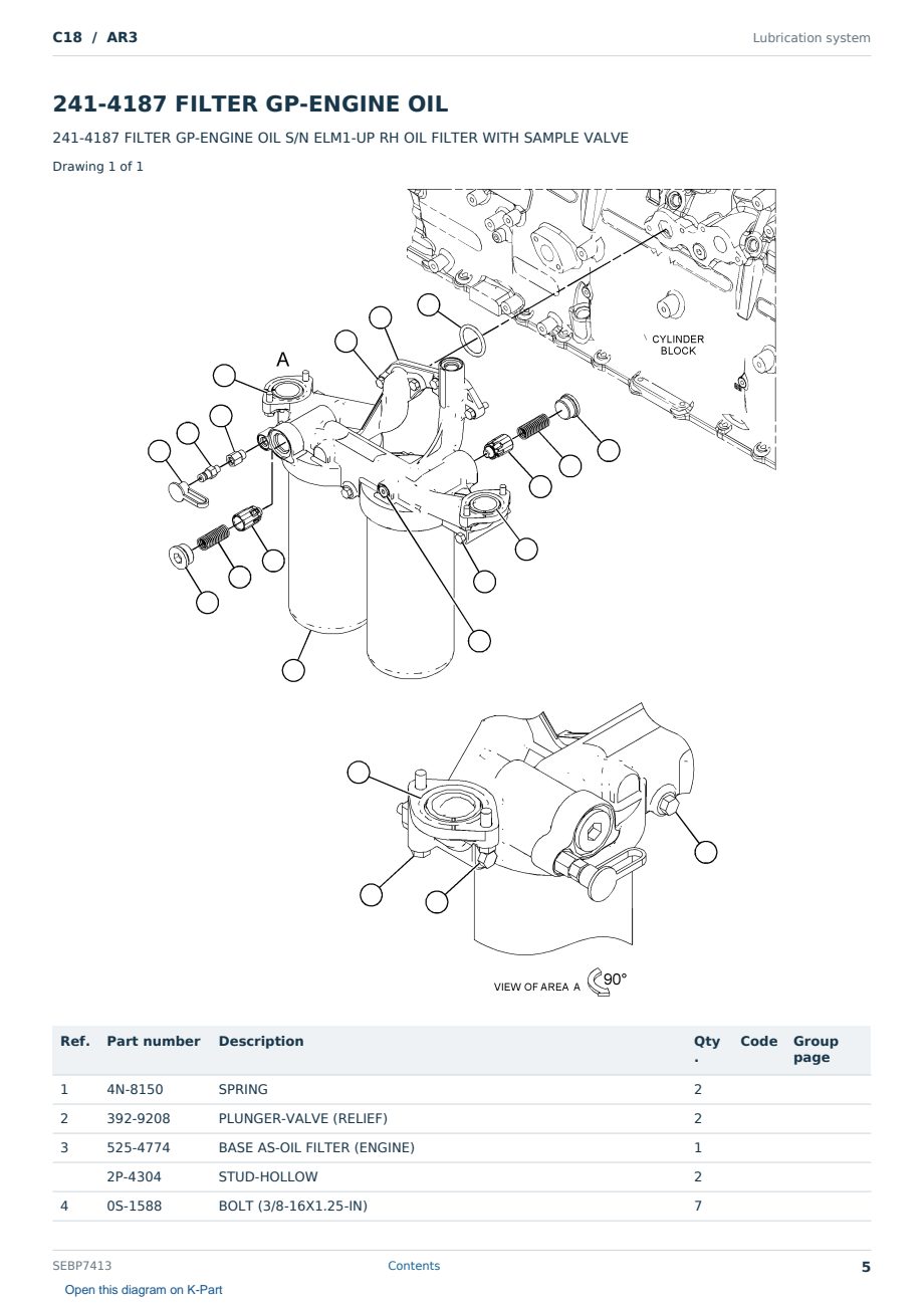 Caterpillar C18 S/N AR3 Partsbook SEBP7413 (English) - sample page 5 of 10 Caterpillar C18 S/N AR3 Partsbook SEBP7413 (English) - sample page 5 of 10