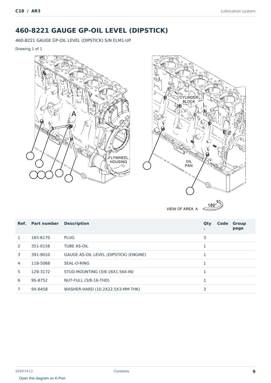 Caterpillar C18 S/N AR3 Partsbook SEBP7413 (English) - sample page 9 of 10 Caterpillar C18 S/N AR3 Partsbook SEBP7413 (English) - sample page 9 of 10