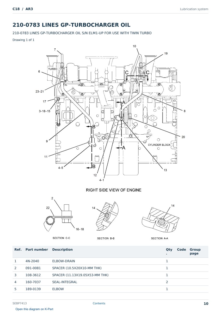Caterpillar C18 S/N AR3 Partsbook SEBP7413 (English) - sample page 10 of 10 Caterpillar C18 S/N AR3 Partsbook SEBP7413 (English) - sample page 10 of 10