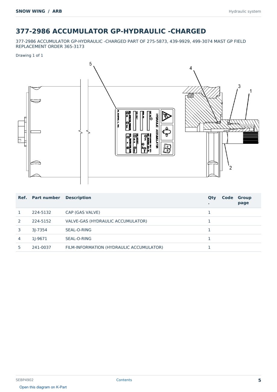 Caterpillar SNOW WING S/N ARB Partsbook SEBP4902 (English) - sample page 5 of 10 Caterpillar SNOW WING S/N ARB Partsbook SEBP4902 (English) - sample page 5 of 10