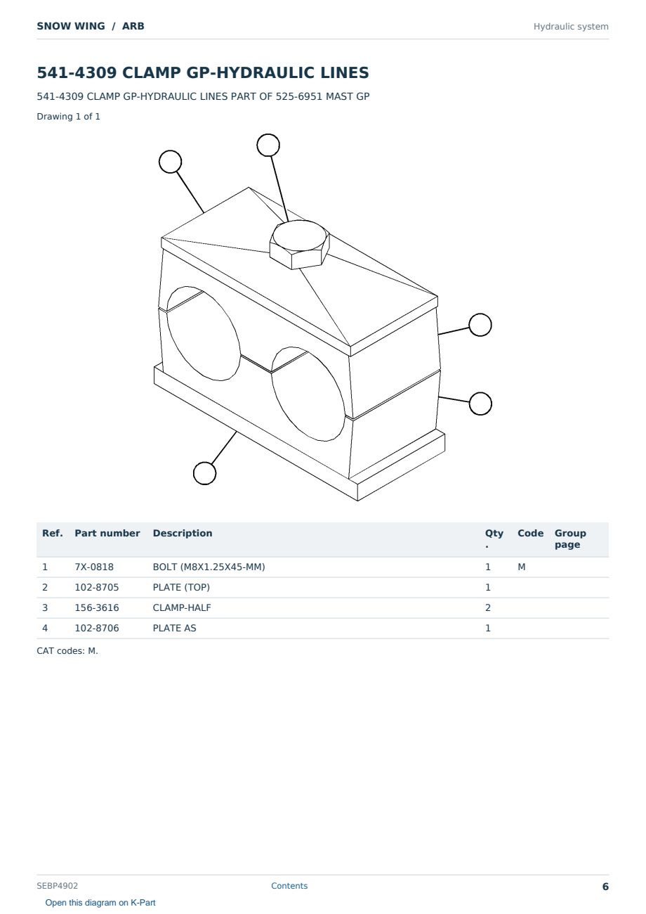 Caterpillar SNOW WING S/N ARB Partsbook SEBP4902 (English) - sample page 6 of 10 Caterpillar SNOW WING S/N ARB Partsbook SEBP4902 (English) - sample page 6 of 10