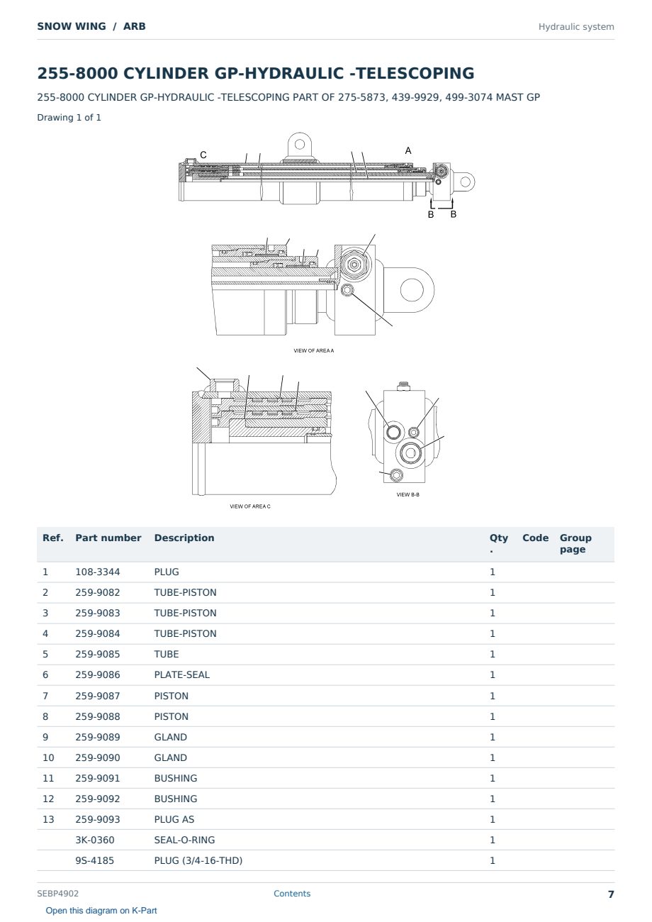 Caterpillar SNOW WING S/N ARB Partsbook SEBP4902 (English) - sample page 7 of 10 Caterpillar SNOW WING S/N ARB Partsbook SEBP4902 (English) - sample page 7 of 10