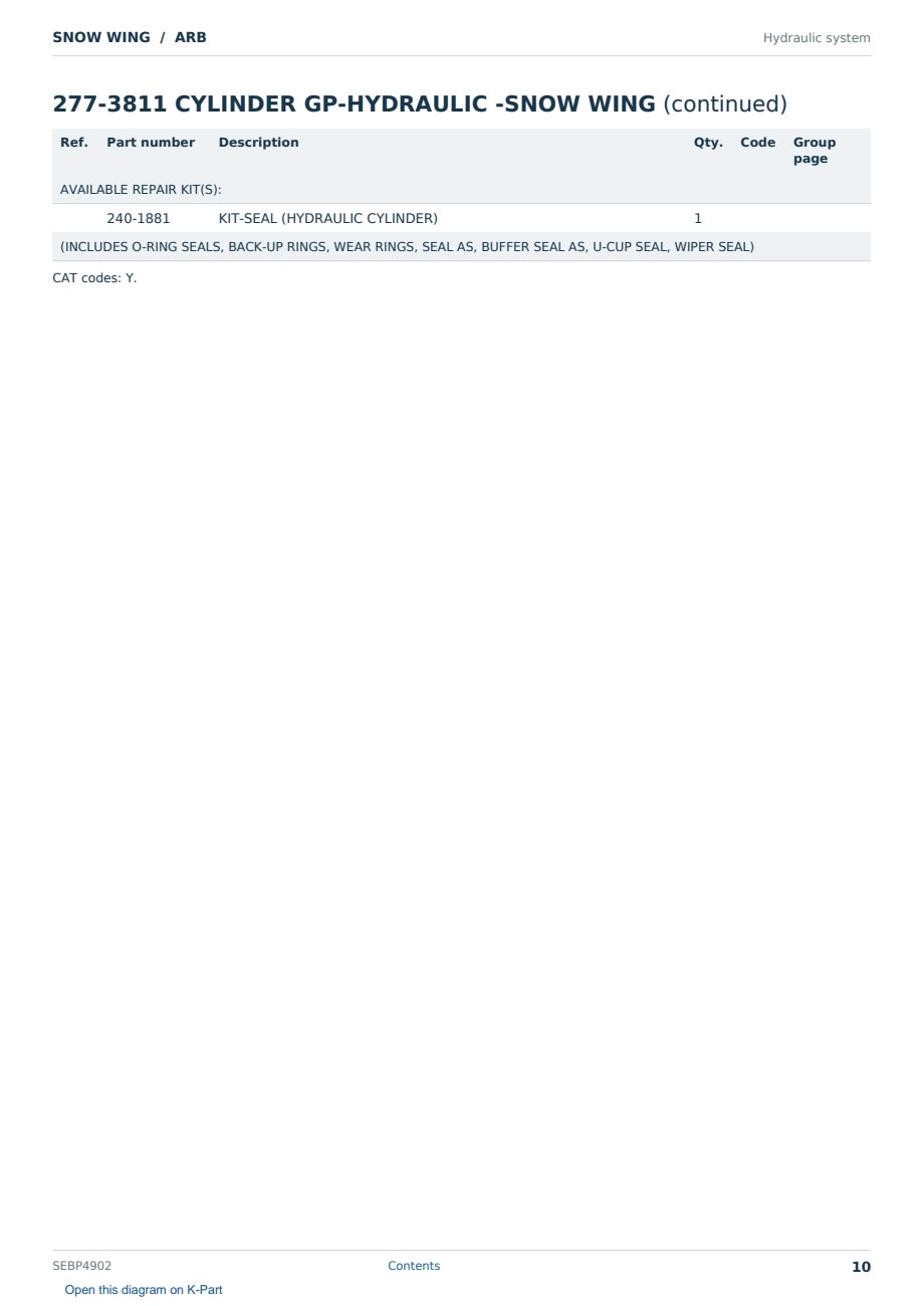 Caterpillar SNOW WING S/N ARB Partsbook SEBP4902 (English) - sample page 10 of 10 Caterpillar SNOW WING S/N ARB Partsbook SEBP4902 (English) - sample page 10 of 10