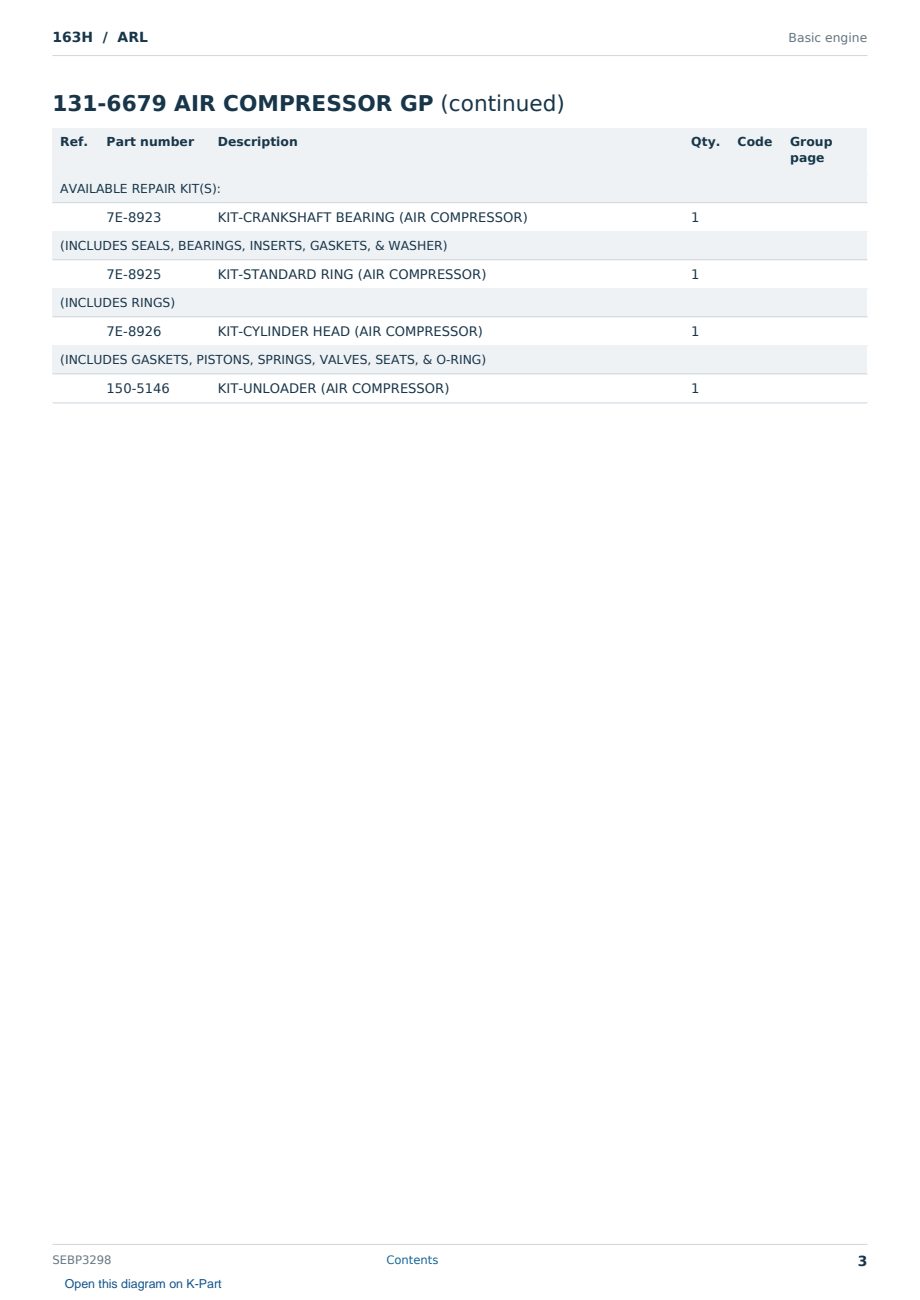 Caterpillar 163H S/N ARL Partsbook SEBP3298 (English) - sample page 3 of 10 Caterpillar 163H S/N ARL Partsbook SEBP3298 (English) - sample page 3 of 10