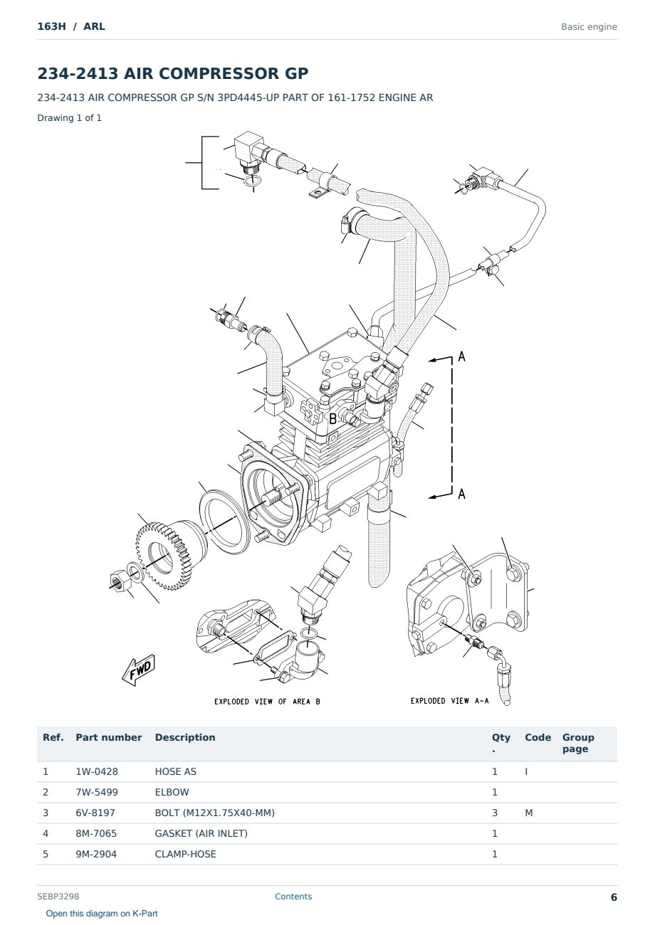 Caterpillar 163H S/N ARL Partsbook SEBP3298 (English) - sample page 6 of 10 Caterpillar 163H S/N ARL Partsbook SEBP3298 (English) - sample page 6 of 10