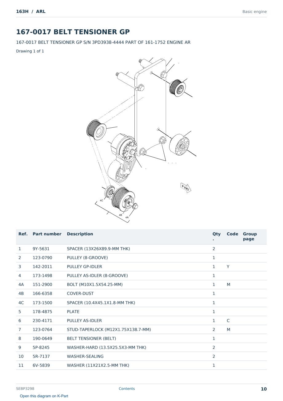 Caterpillar 163H S/N ARL Partsbook SEBP3298 (English) - sample page 10 of 10 Caterpillar 163H S/N ARL Partsbook SEBP3298 (English) - sample page 10 of 10
