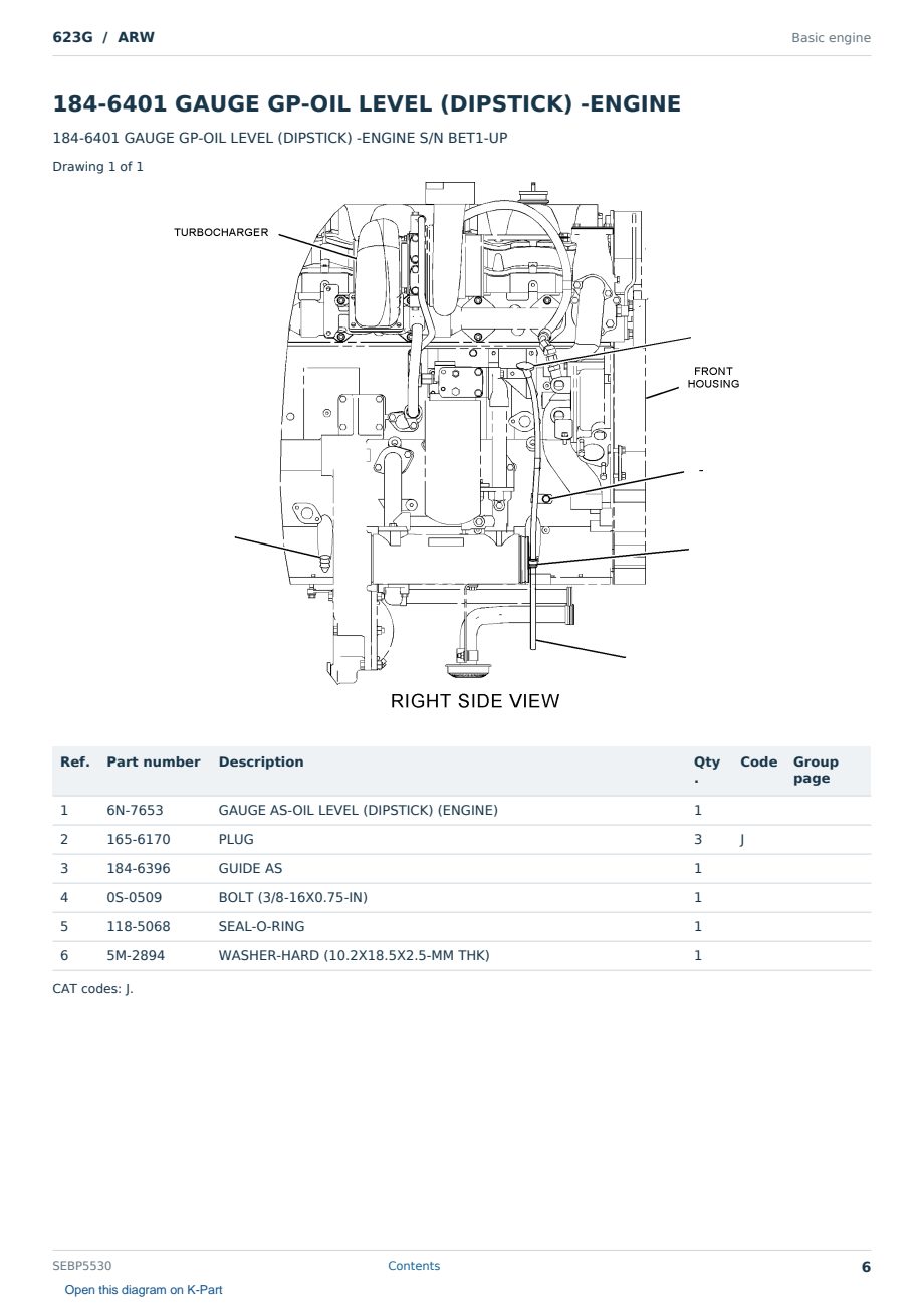 Caterpillar 623G S/N ARW Partsbook SEBP5530 (English) - sample page 6 of 10 Caterpillar 623G S/N ARW Partsbook SEBP5530 (English) - sample page 6 of 10