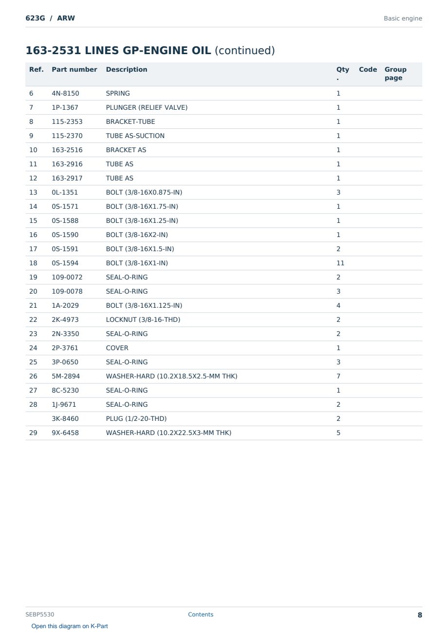 Caterpillar 623G S/N ARW Partsbook SEBP5530 (English) - sample page 8 of 10 Caterpillar 623G S/N ARW Partsbook SEBP5530 (English) - sample page 8 of 10