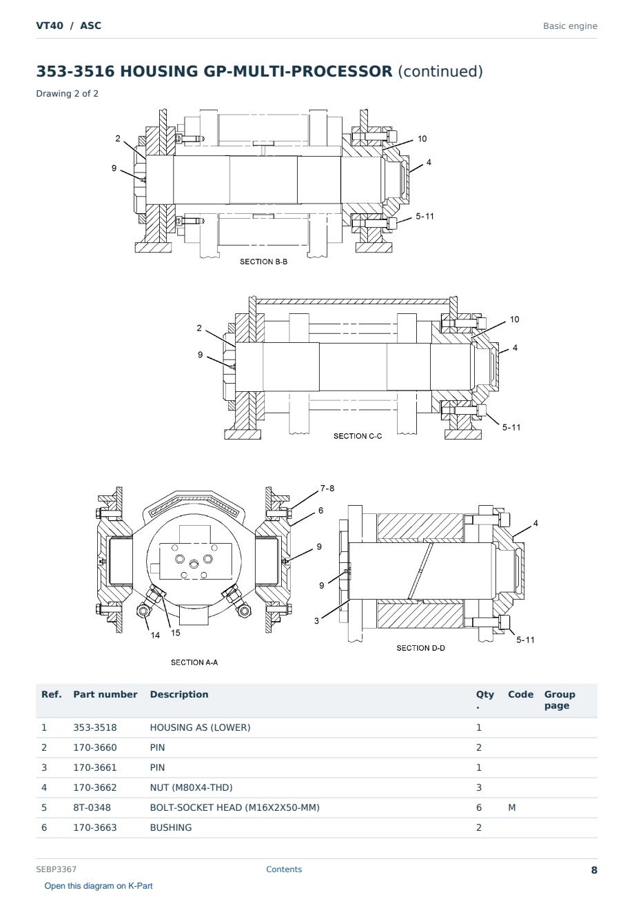 Caterpillar VT40 S/N ASC Partsbook SEBP3367 (English) - sample page 8 of 10 Caterpillar VT40 S/N ASC Partsbook SEBP3367 (English) - sample page 8 of 10