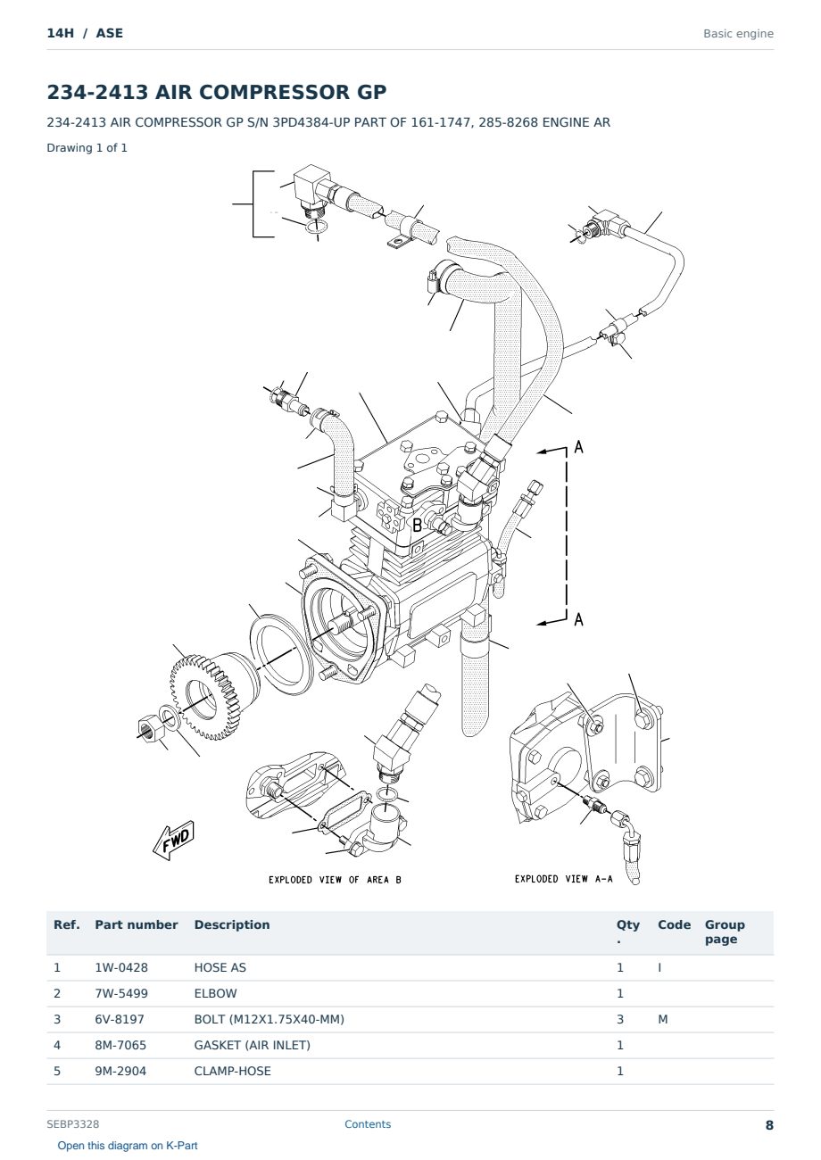 Caterpillar 14H S/N ASE Partsbook SEBP3328 (English) - sample page 8 of 10 Caterpillar 14H S/N ASE Partsbook SEBP3328 (English) - sample page 8 of 10