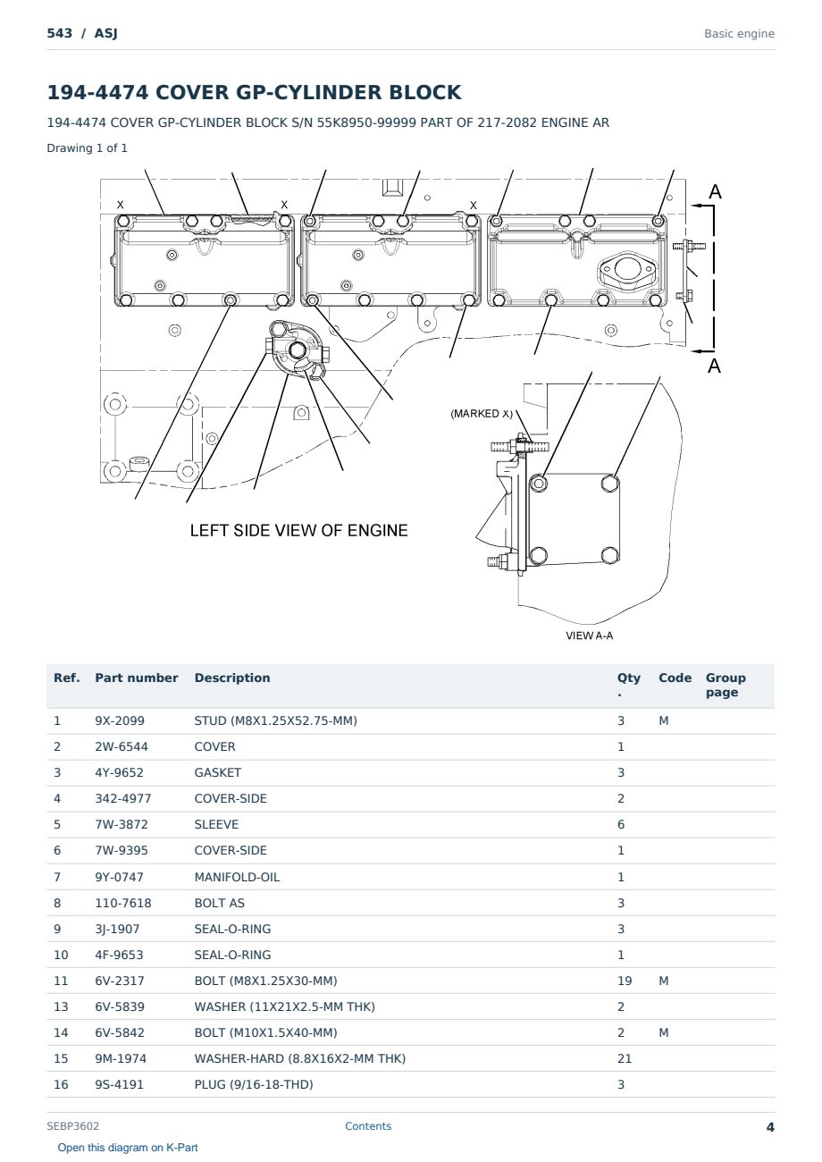 Caterpillar 543 S/N ASJ Partsbook SEBP3602 (English) - sample page 4 of 10 Caterpillar 543 S/N ASJ Partsbook SEBP3602 (English) - sample page 4 of 10